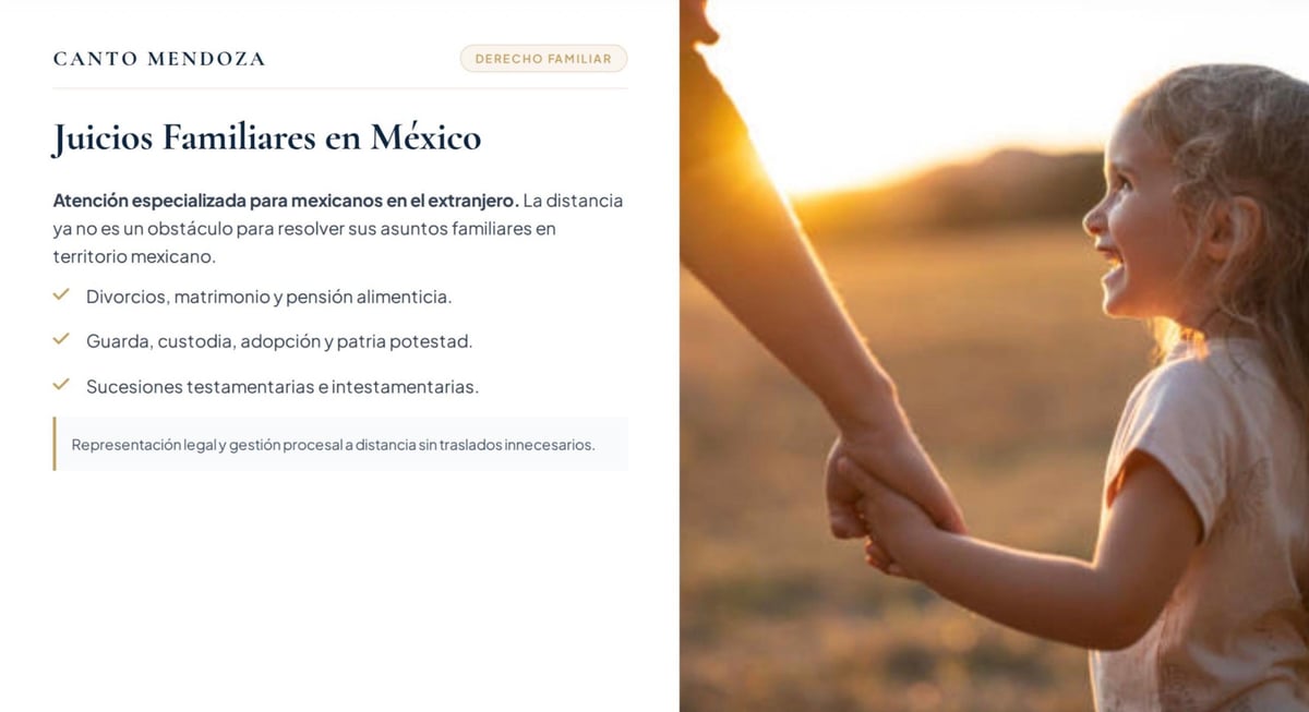 Young girl holding hands with parent at sunset in rural Mexican landscape representing family law services